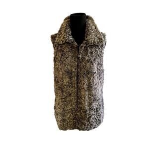 Chico's Faux Fur Chinchilla Long Brown Vest Size Chico's 1 or Size Medium